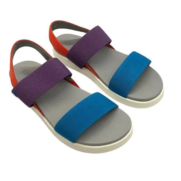 Keen Shoes Keen Womens Elle Backstrap Red Clay Blue Tritone